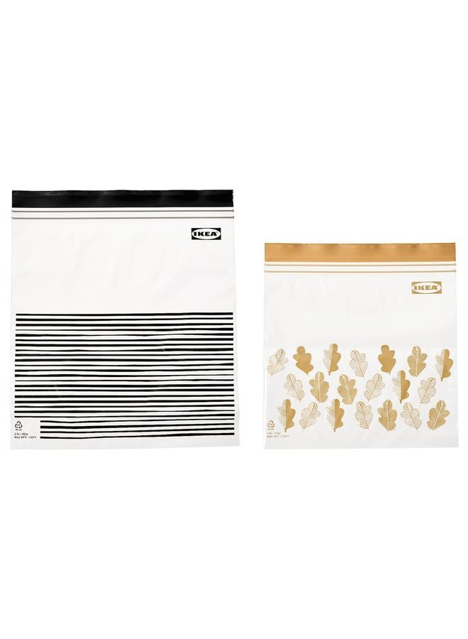 زبون كيس قابل لإعادة الإغلاق، منقوش باللونين الأسود والأصفر، سعة 2.5/1.2 لتر - Image 1