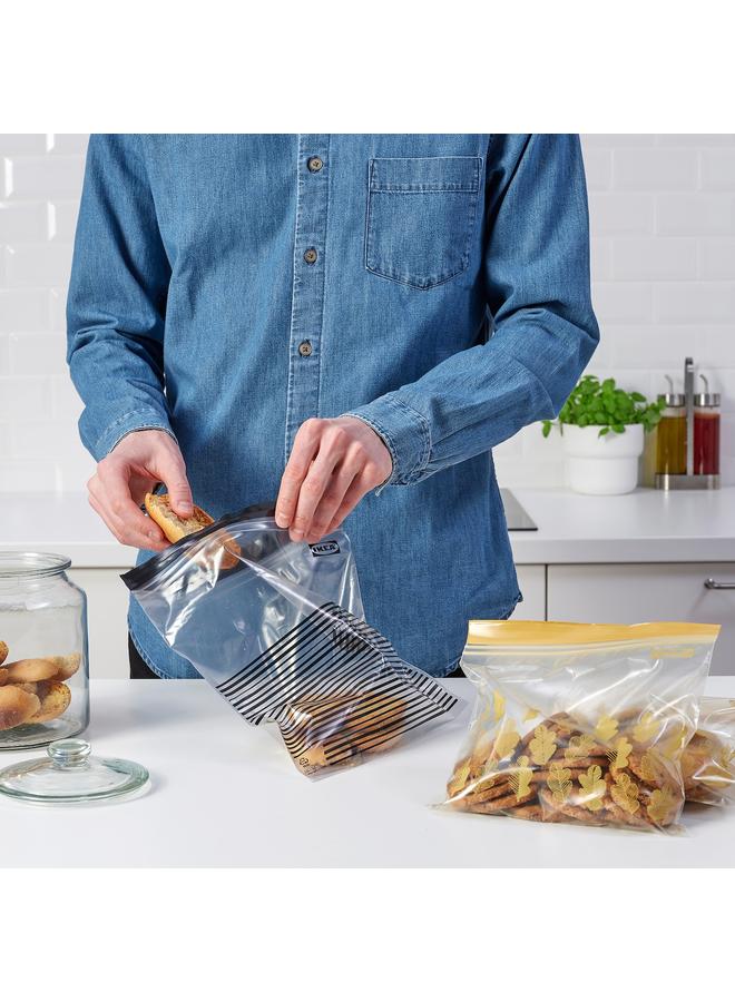 زبون كيس قابل لإعادة الإغلاق، منقوش باللونين الأسود والأصفر، سعة 2.5/1.2 لتر - Image 3