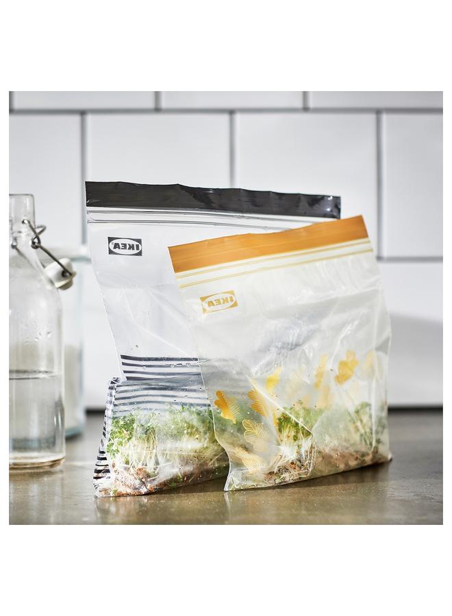 زبون كيس قابل لإعادة الإغلاق، منقوش باللونين الأسود والأصفر، سعة 2.5/1.2 لتر - Image 2