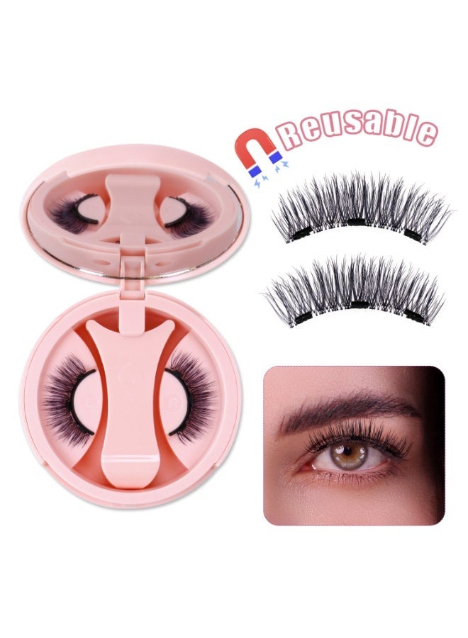 بقلم سابرينا رموش مغناطيسية بدون غراء، زوج واحد قابل لإعادة الاستخدام، رموش طبيعية مع أداة وضع، ملقط، مرآة، علبة، مناسبة للمبتدئين - Image 1