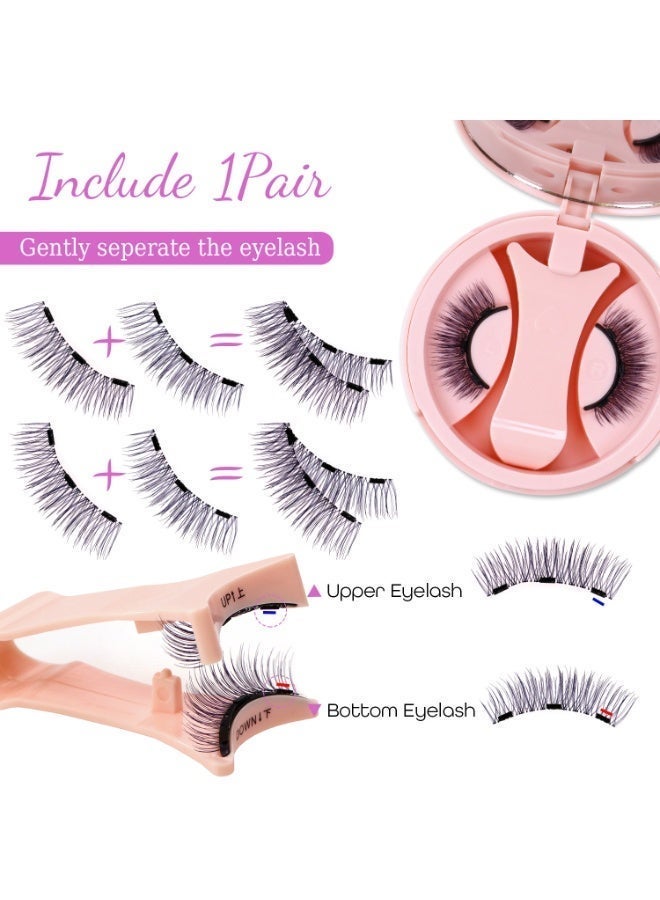 بقلم سابرينا رموش مغناطيسية بدون غراء، زوج واحد قابل لإعادة الاستخدام، رموش طبيعية مع أداة وضع، ملقط، مرآة، علبة، مناسبة للمبتدئين - Image 3