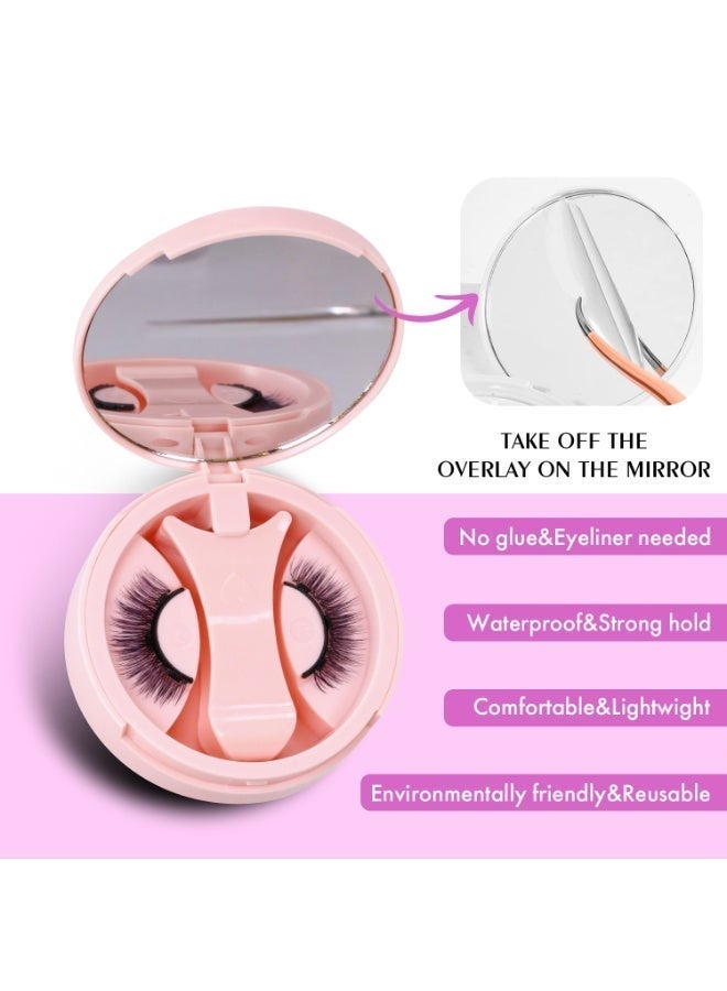 بقلم سابرينا رموش مغناطيسية بدون غراء، زوج واحد قابل لإعادة الاستخدام، رموش طبيعية مع أداة وضع، ملقط، مرآة، علبة، مناسبة للمبتدئين - Image 4