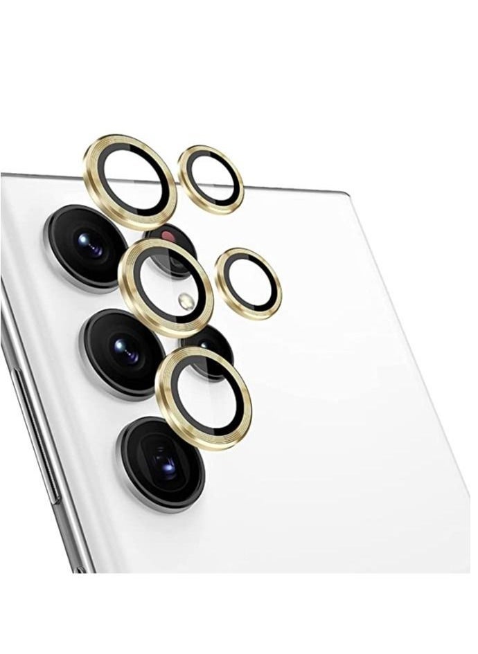 Raxoom Samsung Galaxy S23 Ultra Camera Lens Protector, 9H Tempered Glass Camera Cover Screen Protector Metal Individual Ring for S23 Ultra 5G 2023 [Installation Tray] (Gold) - Image 1