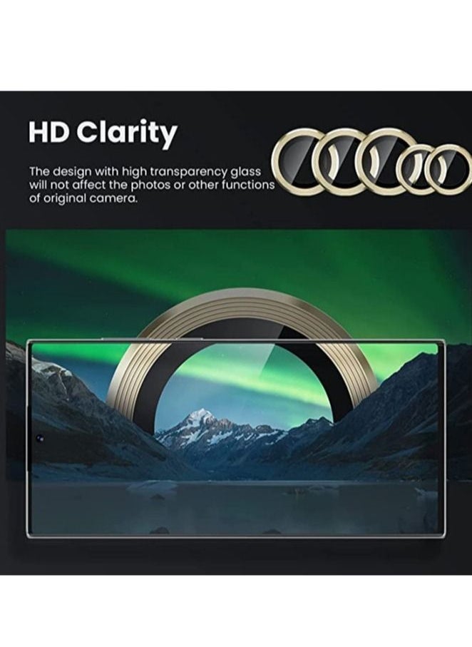 Raxoom Samsung Galaxy S23 Ultra Camera Lens Protector, 9H Tempered Glass Camera Cover Screen Protector Metal Individual Ring for S23 Ultra 5G 2023 [Installation Tray] (Gold) - Image 3