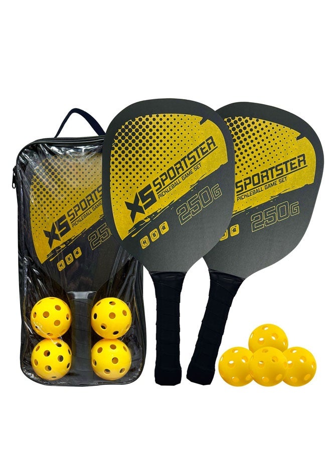 Hanayo Pickleball Paddles Set of 2, Yellow – Lightweight with 4 Balls for Adults & Kids - Image 2