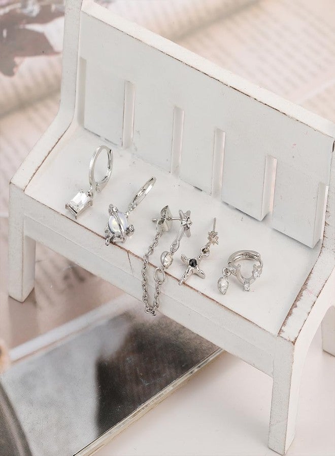 Dhdfisd Y2K Earring Set Heart Moon Cartilage Gothic Retro Aesthetic Stacks Earrings for Women 6 PCS (Y2K Earring Set B) - Image 5