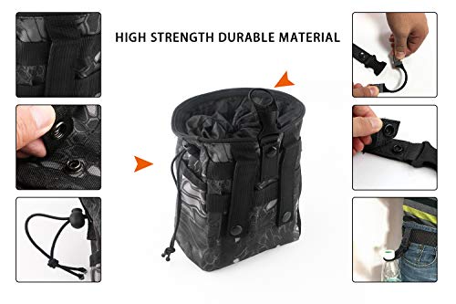 GGBuy Drawstring Highend Rock Climbing Chalk Bag with a Carabiner Different Pockets for Climbing Bouldering, Gymnastics, Gym Pouch, Cross Fit and Lifting 1pcs (Black Camouflage) - Image 5