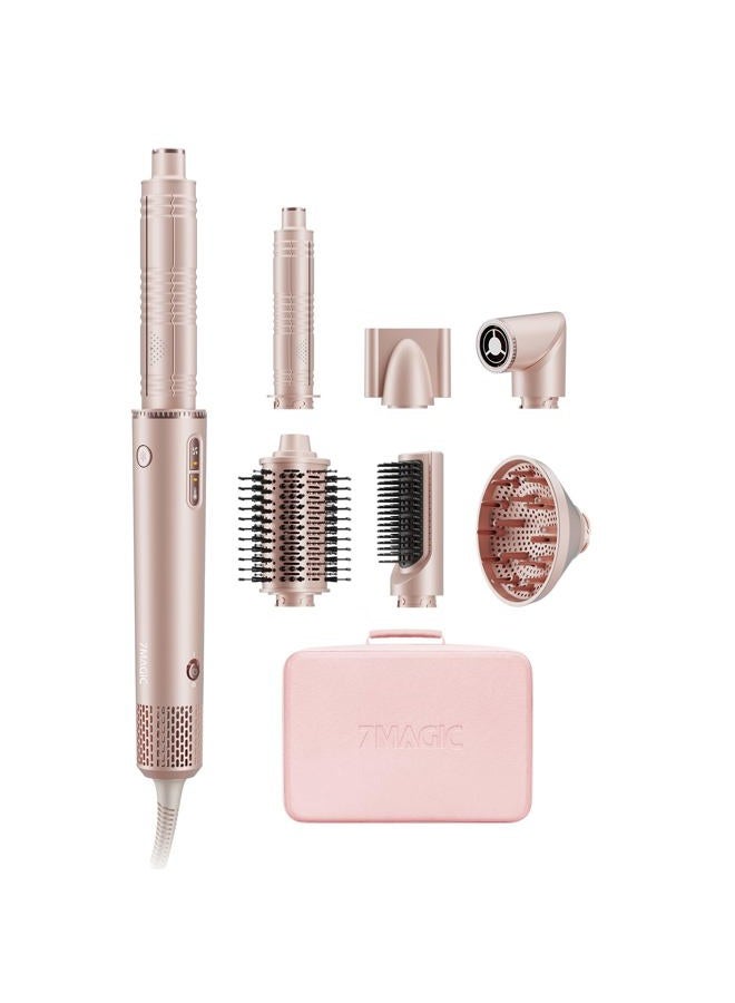 7MAGIC 7 in 1 Hair Styler & Hair Dryer Brush, 110,000 RPM High-Speed Blow Dryer with Negative Ions for Frizz-Free Styling Fast Drying Curling Volumizing Straightening, Hot Air Styler with Travel Case - Image 1