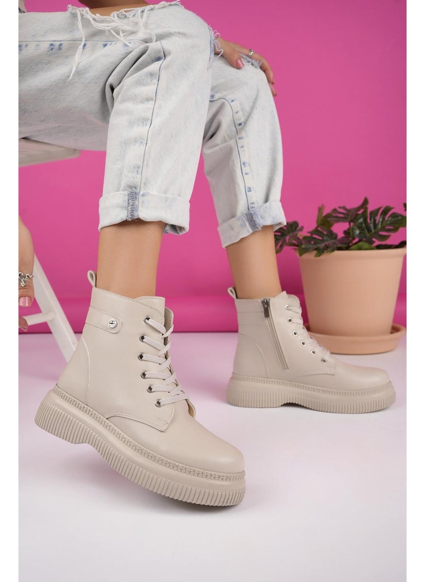 muggo Lucinda Guaranteed Thick Sole Zipper Lace-Up Women's Combat Boots  - Image 5