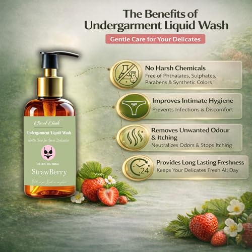 HerbyShine Premium Intimate Wear Liquid Detergent for Women 300ml | Mild Plant-Based Wash for Panties & Lingerie | Odor Control, Stain Removal, Gentle & Skin Safe | Strawberry Pack 1 - Image 3