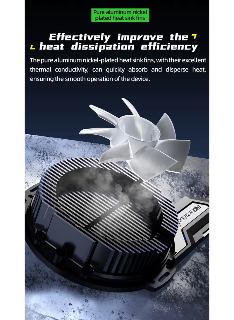 PIVA B20 Mobile Water Cooling Fan with Extra CPU Cooling Space, 20W Power, Large Area Heat Dissipation Plate Cover, RGB Lighting Adjustment, Three Lighting Effect Modes - Image 5