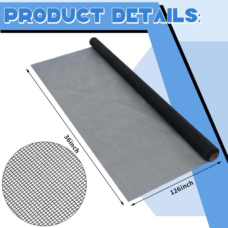 Yaocom 4 Pack Window Screen Kit 3/4 x 5/16 Inch Aluminum Frame with Corners, Spline, Springs, Pull Tabs, Screen Mesh and Screen Rolling Tool 32'' x 32'' - Image 3