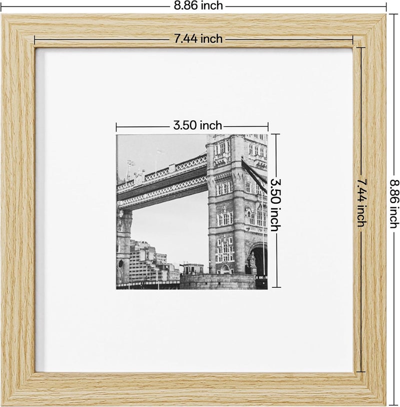 إليتيك برو مجموعة إطارات الصور 8x8 مكونة من 9 قطع، مجموعة إطارات جدارية ريفية تعرض صورة 4x4 مع حاشية أو 8x8 بدون حاشية، إطارات صور مربعة لديكور جدار الكولاج، ديكور منزلي حديث طبيعي لـ - Image 3