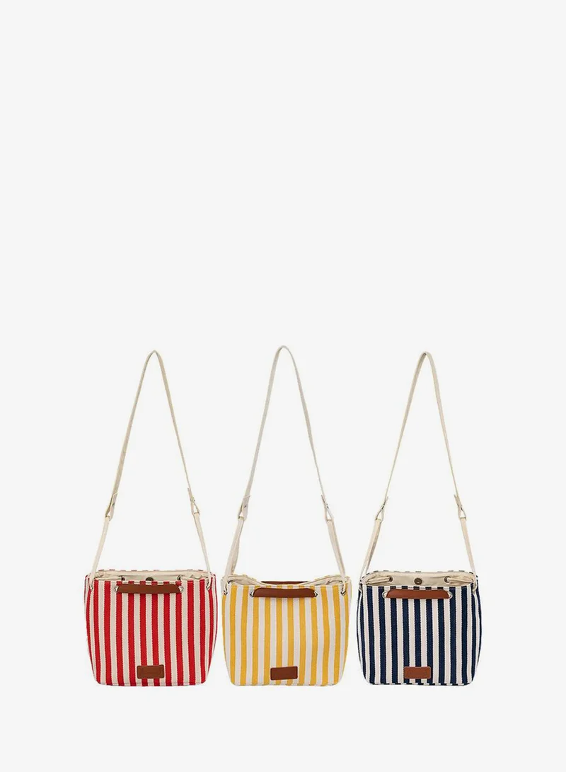 Anemoss Navy Blue Striped Crossbody Travel Bag