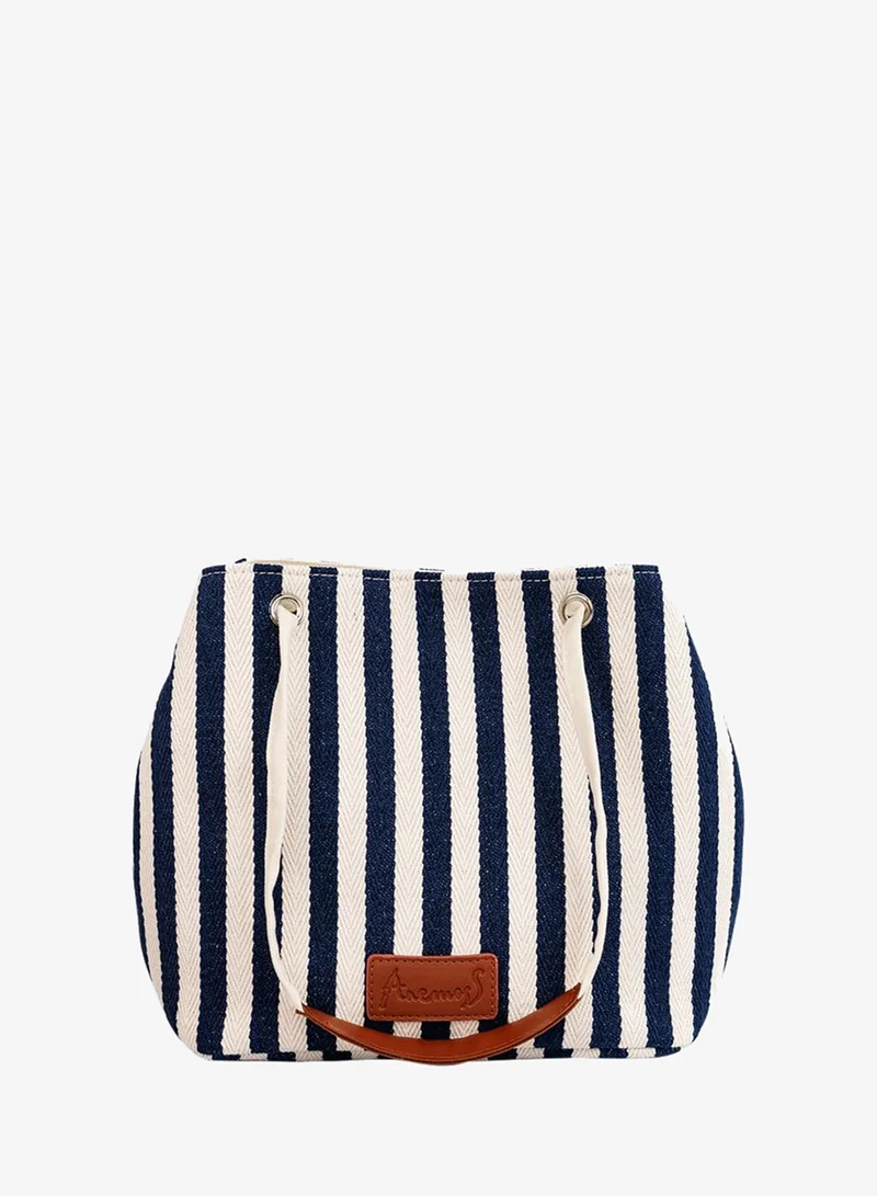 Anemoss Navy Blue Striped Crossbody Travel Bag