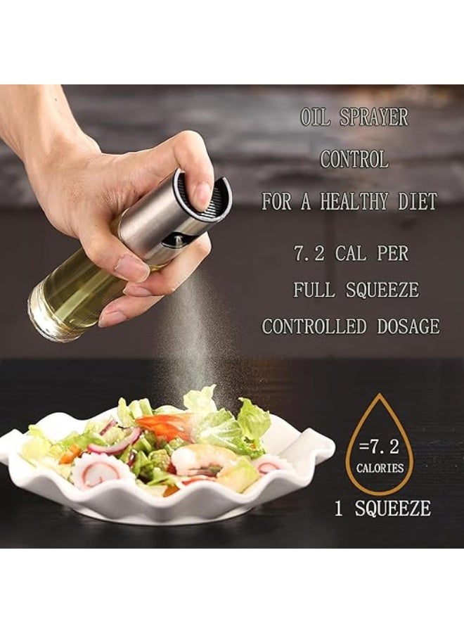 DUNISO 2 Pcs Oil Sprayer for Cooking, Stainless Steel Glass Spray Bottle，Olive Oil Spray Bottle with Scale Air Fryer Accessories，Leak Proof，Durable，for Salad, BBQ, Kitchen Baking, Roasting - Image 3