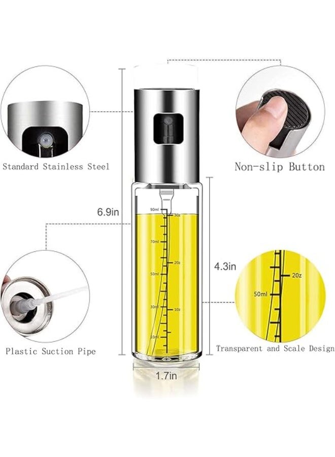 DUNISO 2 Pcs Oil Sprayer for Cooking, Stainless Steel Glass Spray Bottle，Olive Oil Spray Bottle with Scale Air Fryer Accessories，Leak Proof，Durable，for Salad, BBQ, Kitchen Baking, Roasting - Image 2
