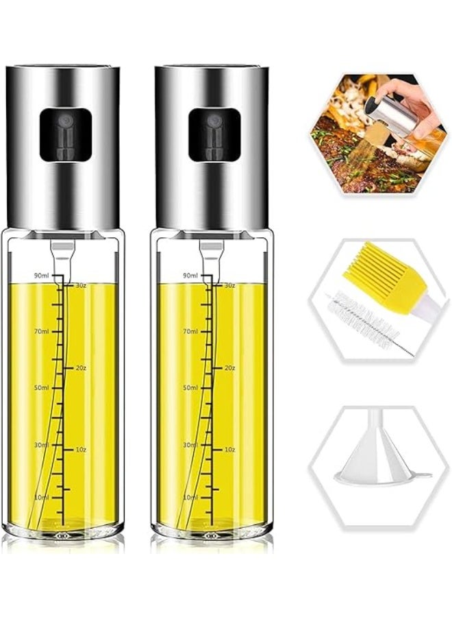 DUNISO 2 Pcs Oil Sprayer for Cooking, Stainless Steel Glass Spray Bottle，Olive Oil Spray Bottle with Scale Air Fryer Accessories，Leak Proof，Durable，for Salad, BBQ, Kitchen Baking, Roasting - Image 1
