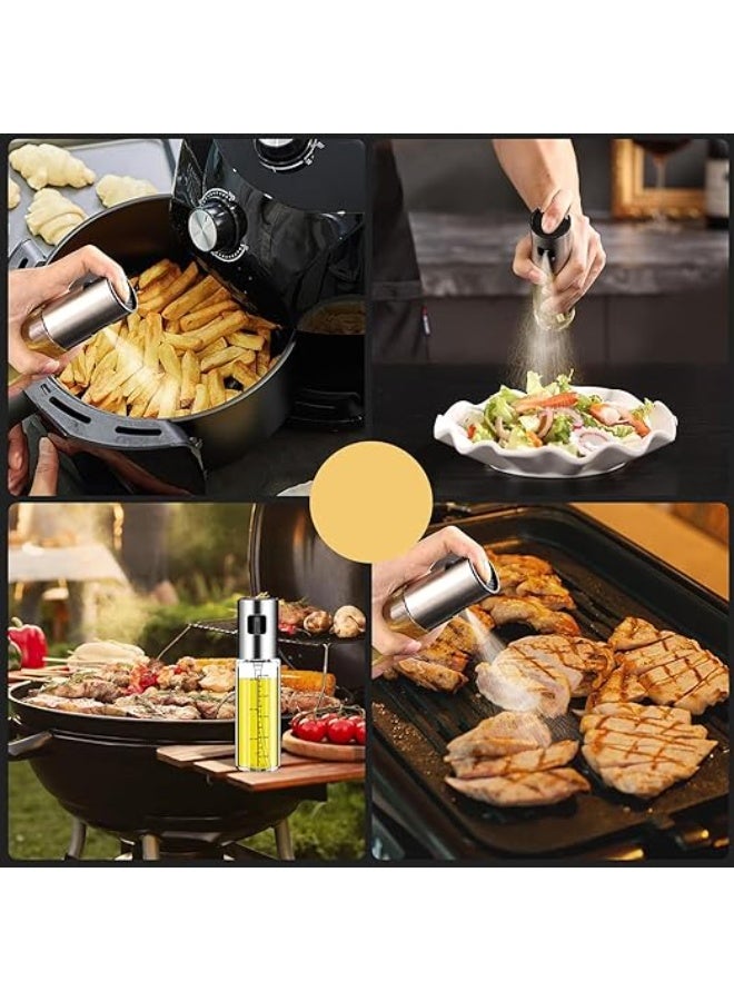 DUNISO 2 Pcs Oil Sprayer for Cooking, Stainless Steel Glass Spray Bottle，Olive Oil Spray Bottle with Scale Air Fryer Accessories，Leak Proof，Durable，for Salad, BBQ, Kitchen Baking, Roasting - Image 4