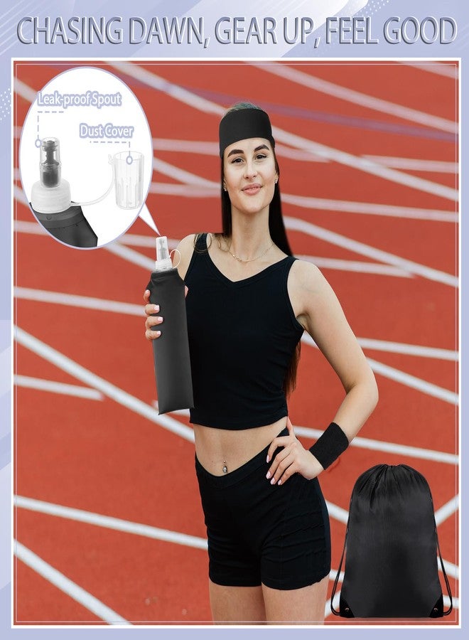 Halloscume 21 Pcs Runner Gift Set Marathon Gifts for Runners Men Women Running Accessories Includes Headlamp, Foldable Water Bottle, Visor, Headband, Cooling Towel, Wristband, Sock & More(Black) - Image 5