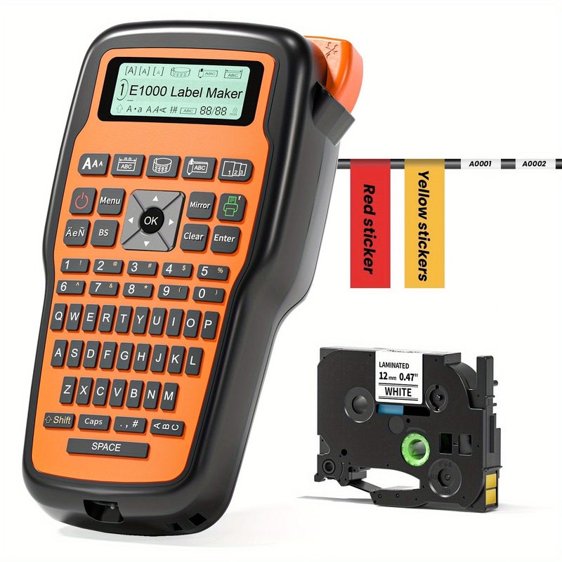 Phomemo E1000 Pro Label Maker Machine with Tape Light Grey Heat Shrink Label Maker for Cable Wire Network Industrial Office Labeling Handheld Electrician Label Maker with Different Fonts Professional Labeling Device - Image 1