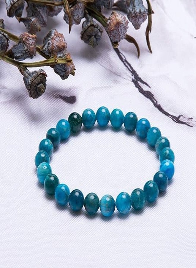 Sukhad Natural Blue Apatite Bracelet for Men & Women | Healing Crystal Beaded Bracelet | Positive Energy, Focus & Confidence Stone Bracelet (Unisex Stretch Fit) - Image 2