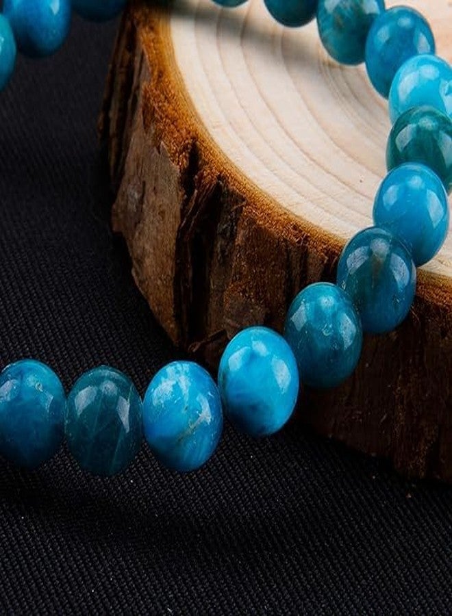 Sukhad Natural Blue Apatite Bracelet for Men & Women | Healing Crystal Beaded Bracelet | Positive Energy, Focus & Confidence Stone Bracelet (Unisex Stretch Fit) - Image 4