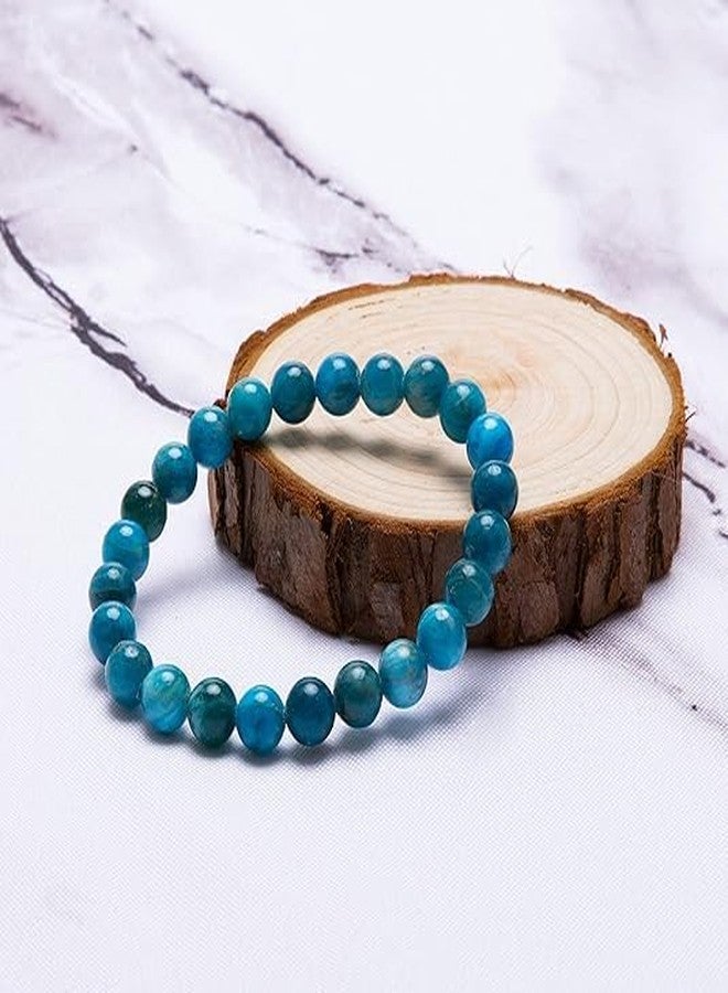 Sukhad Natural Blue Apatite Bracelet for Men & Women | Healing Crystal Beaded Bracelet | Positive Energy, Focus & Confidence Stone Bracelet (Unisex Stretch Fit) - Image 5