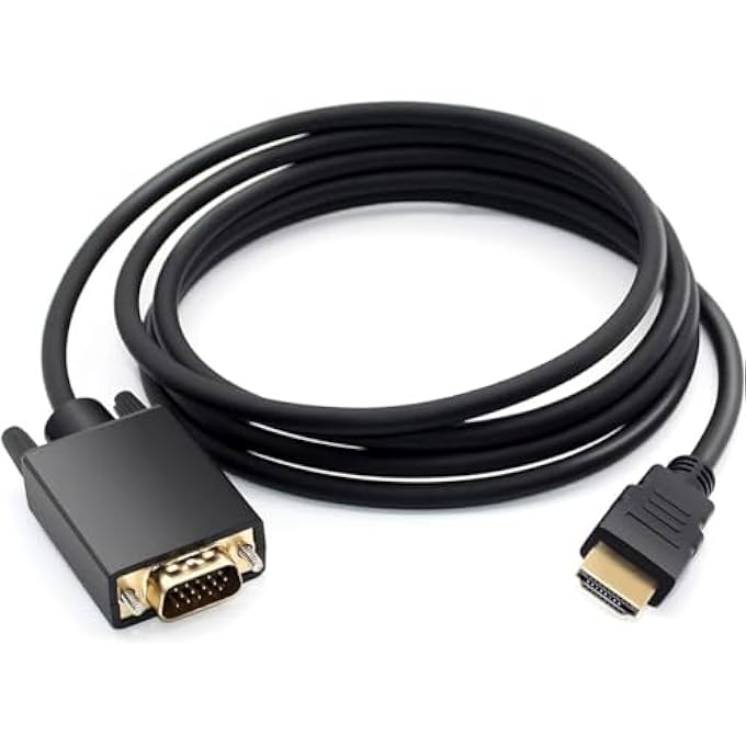 PREMIUM GOLD-PLATED HDMI TO VGA CONVERTER ADAPTER CABLE PERFECT FOR MAC WINDOWS, AND SUPPORTS VIDEO 1080P OUTPUT FOR PROJECTORS, DESKTOPS, LAPTOPS, MONITORS, AND HDTVS (1.5M)