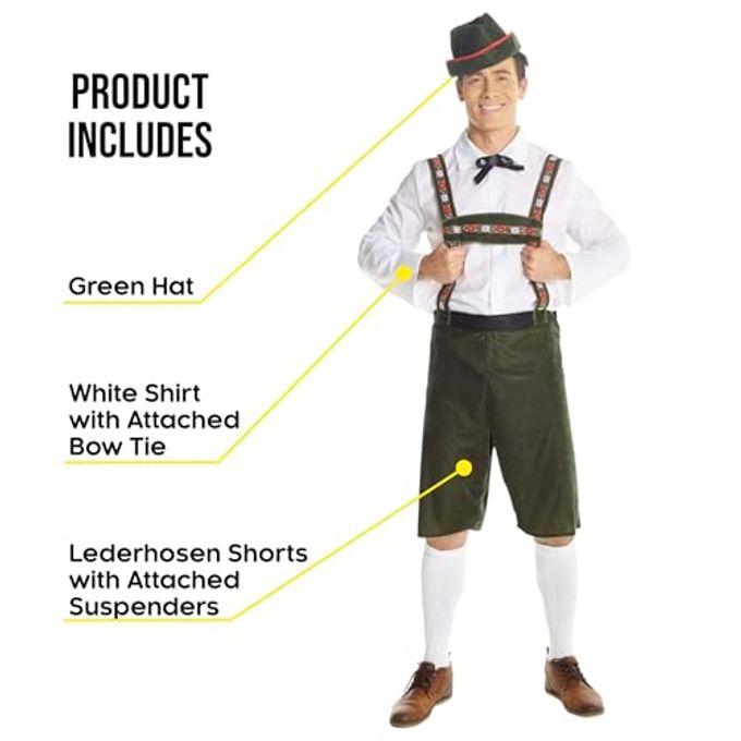 MORPH Lederhosen Men Costume, Bavarian Oktoberfest Outfit, German Traditional Attire for Men, Festive Celebration Wear, X-Large - Image 2