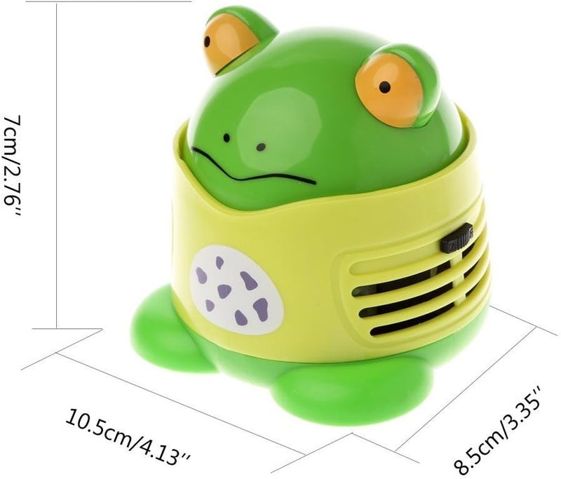 VesipaFly Table Cleaner, Desktop Vacuum Cartoon Mini Frog Dust Catcher Assistance Keyboard Cleaning Dust Sweeper for Home Office - Image 5