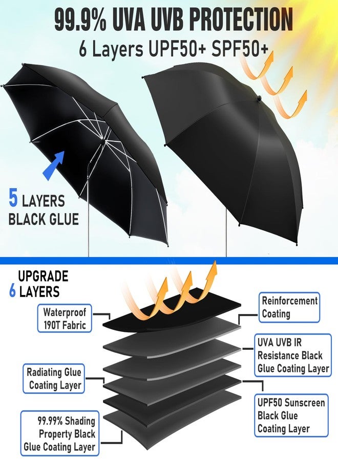 NBtoUS 2 PACK Chair Umbrella with Clamp, 360 ° Adjustable Umbrella for Chair, UPF50+ for Beach, Patio, Camping, Golf Carts（Black, Chair Not Included - Image 2