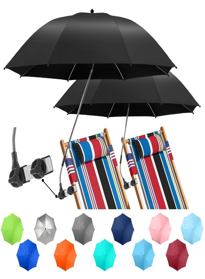 NBtoUS 2 PACK Chair Umbrella with Clamp, 360 ° Adjustable Umbrella for Chair, UPF50+ for Beach, Patio, Camping, Golf Carts（Black, Chair Not Included - Image 1