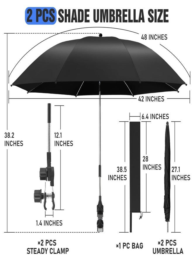NBtoUS 2 PACK Chair Umbrella with Clamp, 360 ° Adjustable Umbrella for Chair, UPF50+ for Beach, Patio, Camping, Golf Carts（Black, Chair Not Included - Image 4