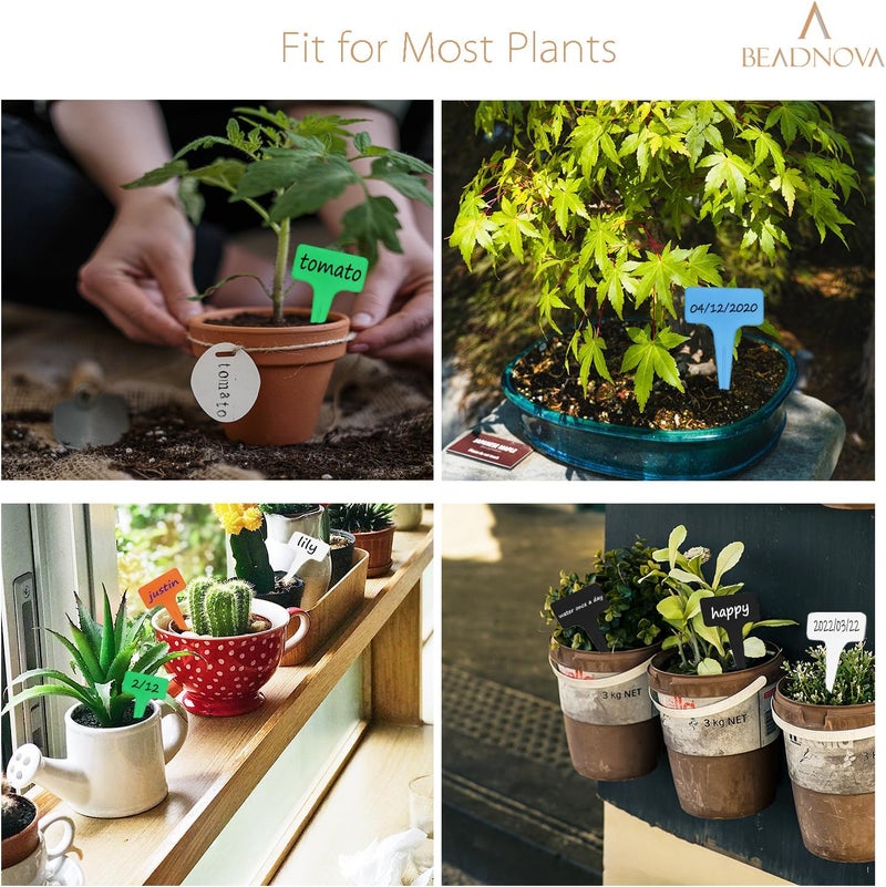 BEADNOVA Plant Labels 70pcs Plant Tags T Type Markers Plastic Garden Signs Identification Stakes Garden Markers for Outdoor White - Image 5