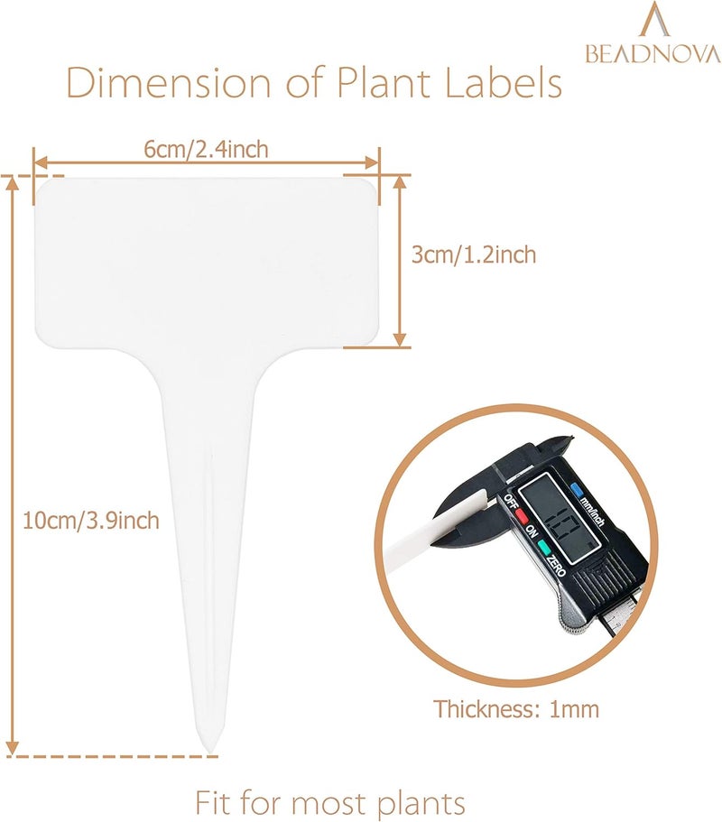 BEADNOVA Plant Labels 70pcs Plant Tags T Type Markers Plastic Garden Signs Identification Stakes Garden Markers for Outdoor White - Image 2