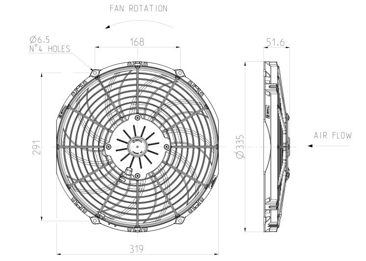 SPAL Fan 12x10 Inches Push S-Blade 12 Volt 305MM Diameter - Image 3