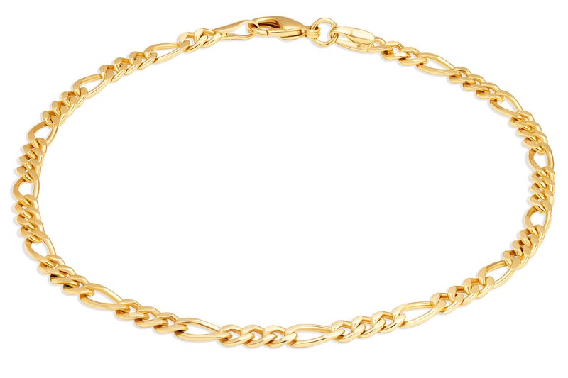 Barzel 18K Gold Plated Figaro Anklet For Women 4.5MM, 10 Inches - Made In Brazil - Image 1