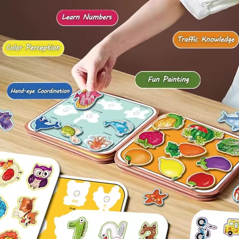 PLUSPOINT All in 1 Busy Book for Kids Toddlers Reusable Water Painting Books, Busy Book Sensory Toys, Kids Learning Educational Toy Travel Activities 1 2 3 4 Year Old Birthday Gifts for Kids - Image 3