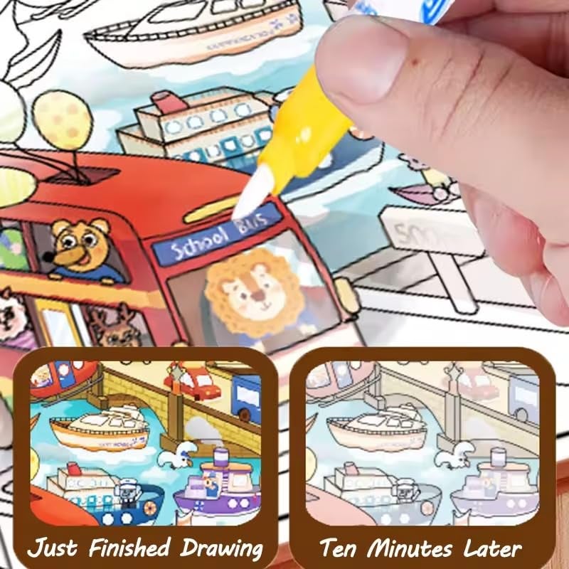 PLUSPOINT All in 1 Busy Book for Kids Toddlers Reusable Water Painting Books, Busy Book Sensory Toys, Kids Learning Educational Toy Travel Activities 1 2 3 4 Year Old Birthday Gifts for Kids - Image 5