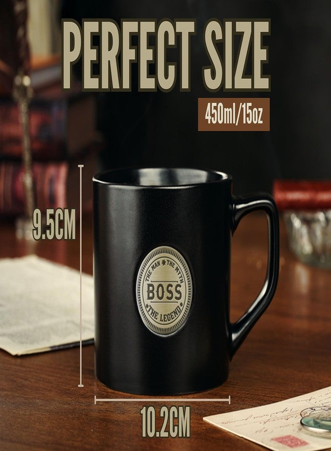 Onebttl Boss Gifts Ceramic Coffee Mug with Golden Badge, 15oz/450ml - Boss Day, Christmas, Retirement - Man Myth Legend - Image 2