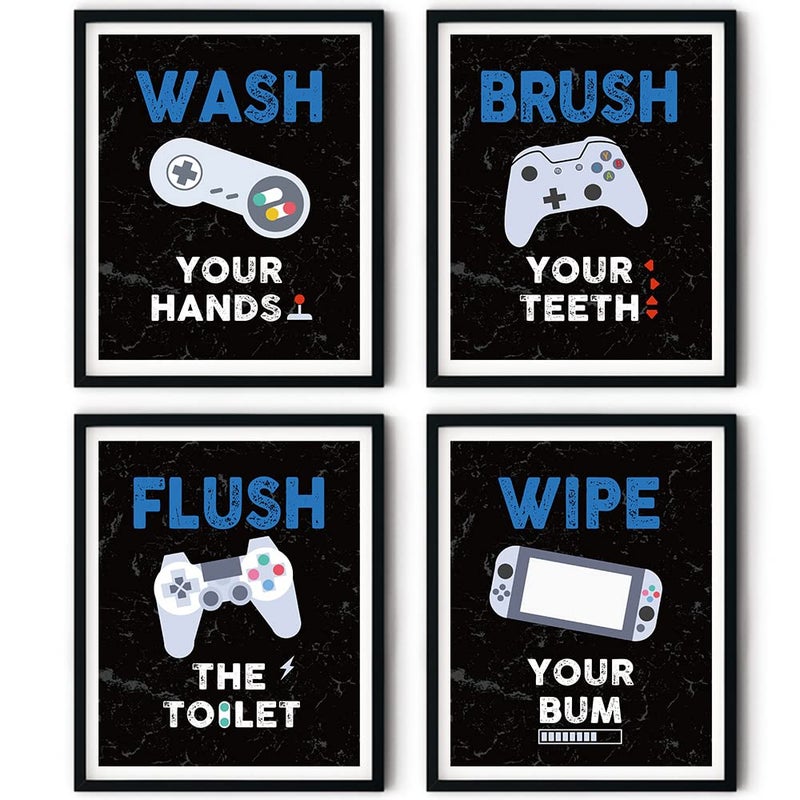 FALJIOK Funny Game Wall Decor for Bathroom  Gaming Video Game Art Prints for Boys Kids Son Gamer  Inspirational Bathroom Poster Set of 4(8"" x 10"") Unframed - Image 2