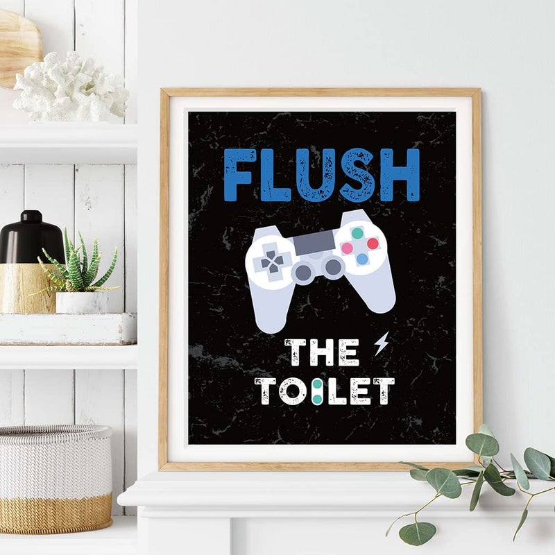 FALJIOK Funny Game Wall Decor for Bathroom  Gaming Video Game Art Prints for Boys Kids Son Gamer  Inspirational Bathroom Poster Set of 4(8"" x 10"") Unframed - Image 3