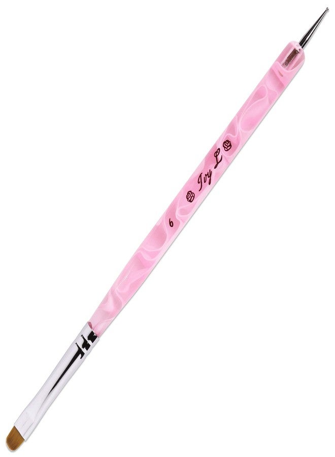 Pana Ivy L Premium 2 Way French Gel Acrylic Nail Art Kolinsky Brush with Dotting Tool for Professional Manicure Cuticle Clean up Nail Art Design (Size # 6, Pink Marble) - Image 1