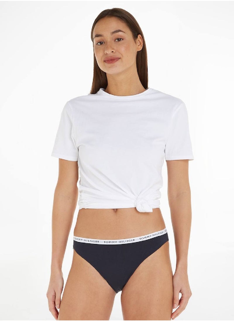 TOMMY HILFIGER Women's 3-Pack Logo Waistband Briefs Underwear Bottoms, Blue/ White/ Red  - Image 3