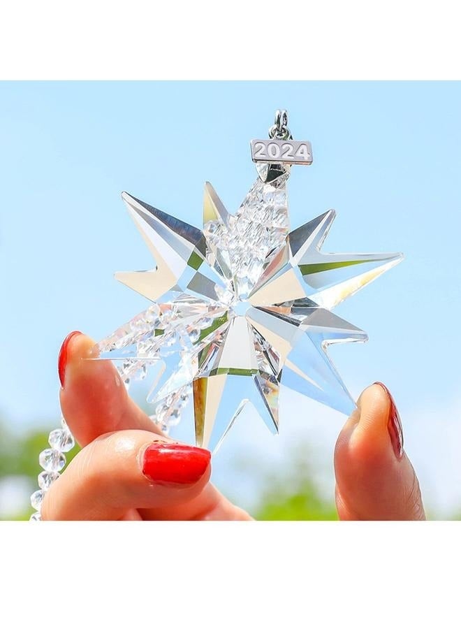 Generic Annual Ornaments Crystal Snowflake Star, Sparkly Crystal Ornaments for Tree, Beautiful  Ornaments for Women Girls  - Image 2