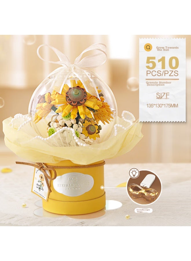 Loz Building Block Bouquet, Adult Assembly Model, Children's Toy, Preserved Flowers, Women's Day Gift, 1299, Radiant Life - Image 4
