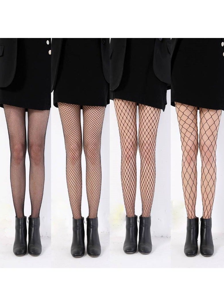 Joychic Fishnet stockings black silk hollow mesh stockings mesh pantyhose long black women's high waist pantyhose (4 pack)  - Image 1
