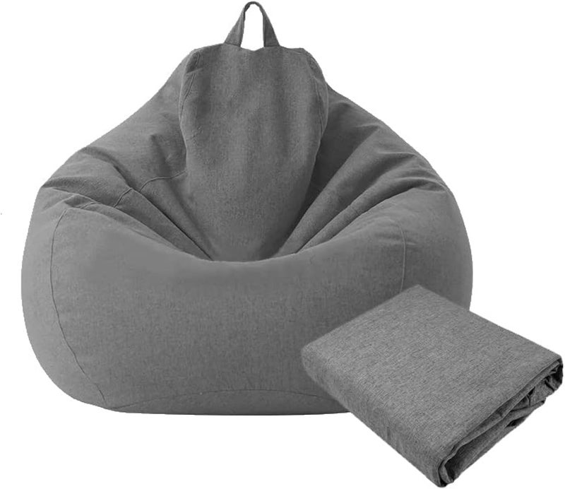 KODENG Large Small Lazy Sofas Cover Chairs Without Filler Linen Cloth Lounger Seat Bean Bag Pouf Puff Couch Tatami Living Room Beanbags (100x120cm) - Image 1