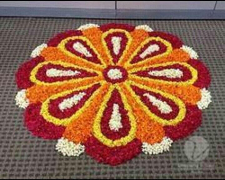 StromX Super Soft Microfiber Traditional Modern Rangoli Door Mat for Home, Temple, Living Room, Kitchen, Door Entrance (24 X 24 Inch, Floral), Design Mat001, Round, Multicolor - Image 1